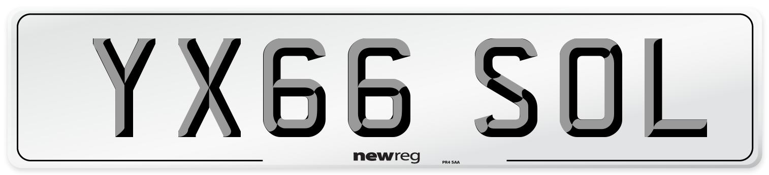 YX66 SOL Number Plate from New Reg